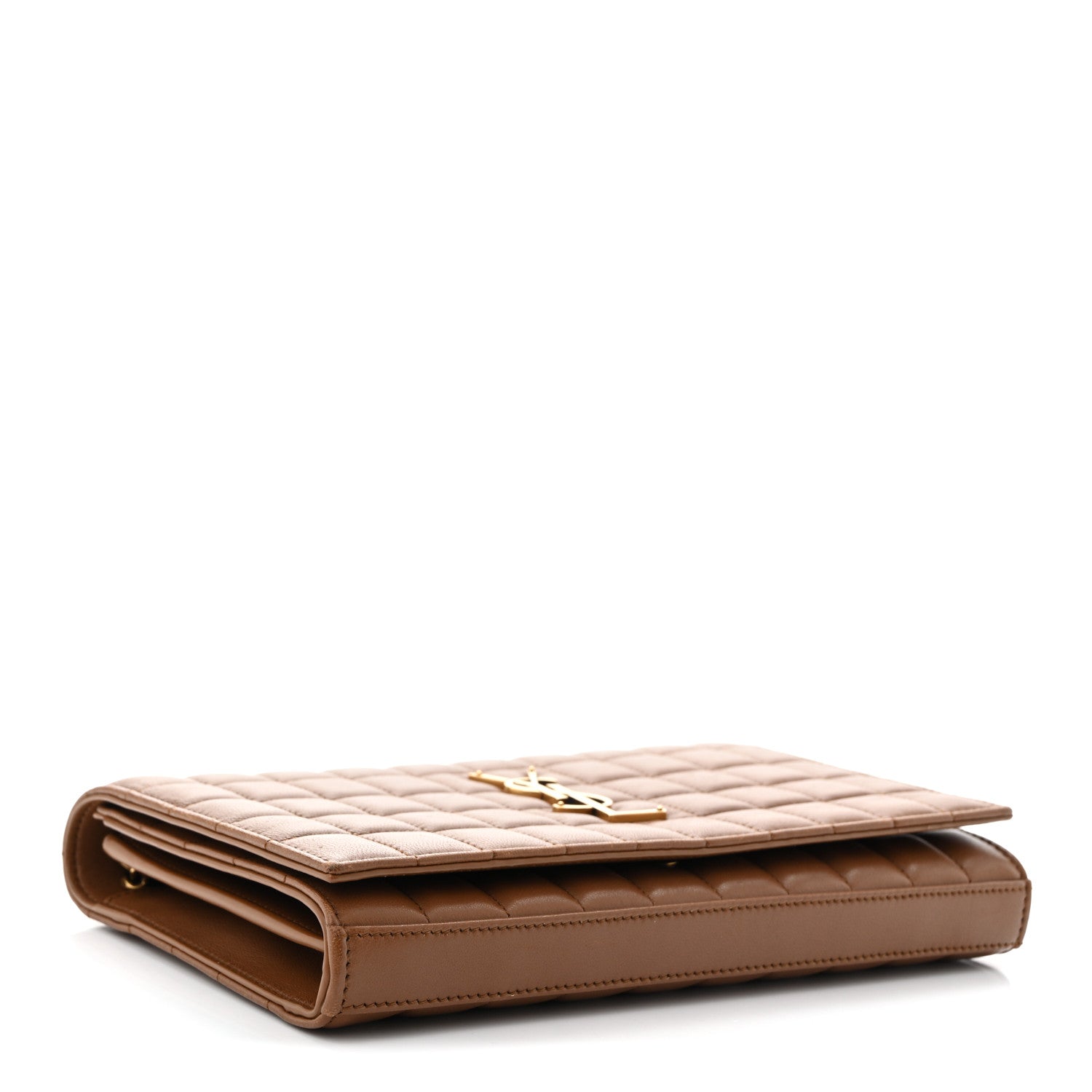 Saint Laurent Lambskin Carre Quilted Cassandre Chain Wallet Fox 4 of 11