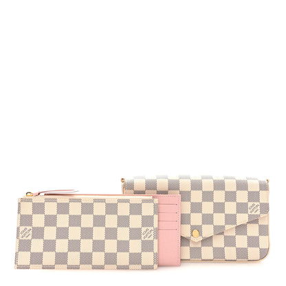 Louis Vuitton Damier Azur Pochette Felicie Chain Wallet Rose Ballerine 2 of 9