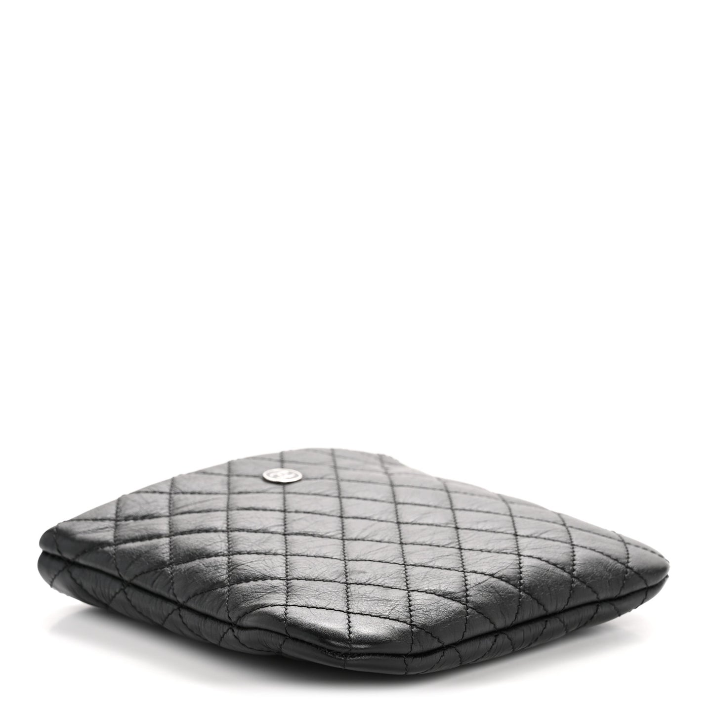 Aged Calfskin Quilted Crossbody Bag Black