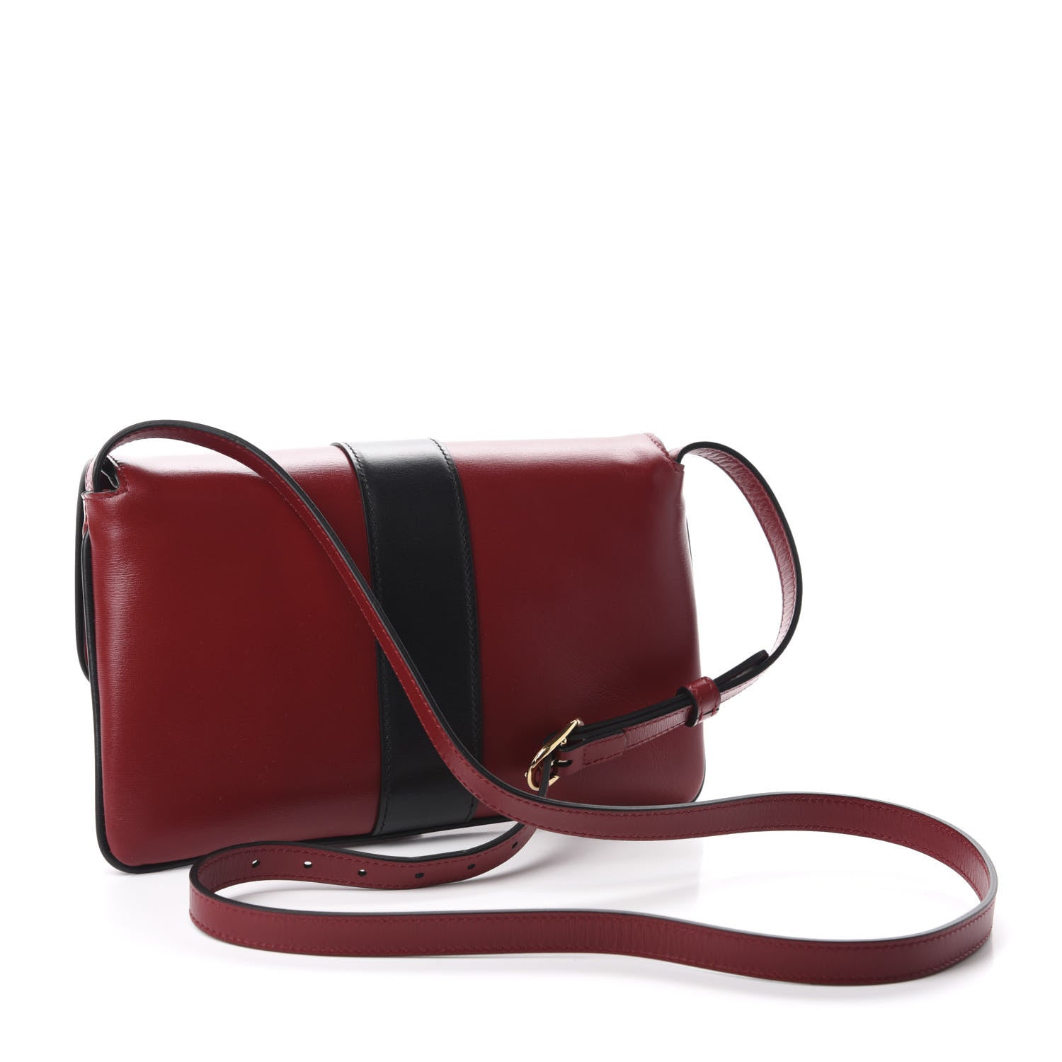 Gucci Vitello Palmellato Lux Bi-Color Small Arli Flap Shoulder Bag New Cherry Red Black 3 of 10