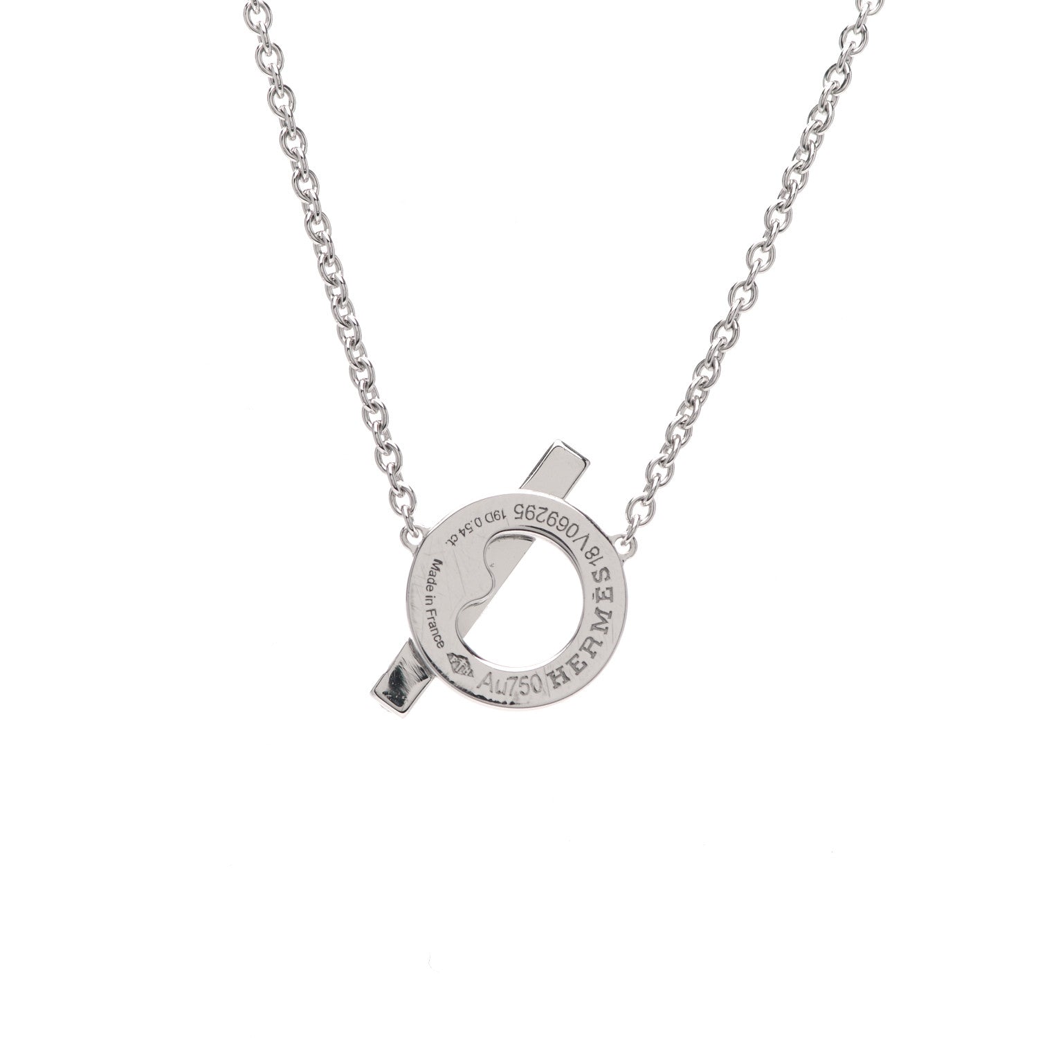 Hermes 18K White Gold Diamond Finesse Pendant Necklace 5 of 6