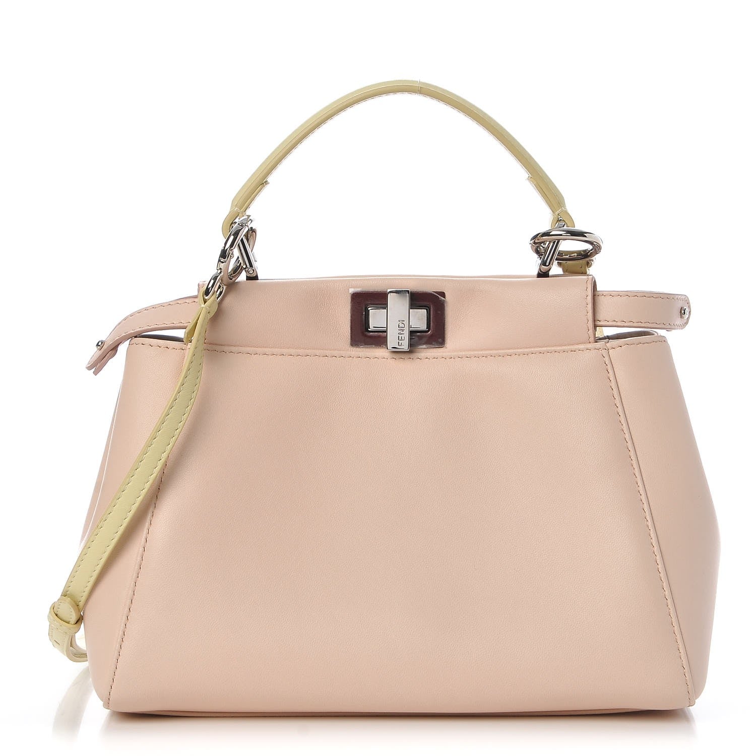 Fendi Nappa Colorblock Mini Peekaboo Iconic Satchel Plaster Banana Grigio Polvere 1 of 9