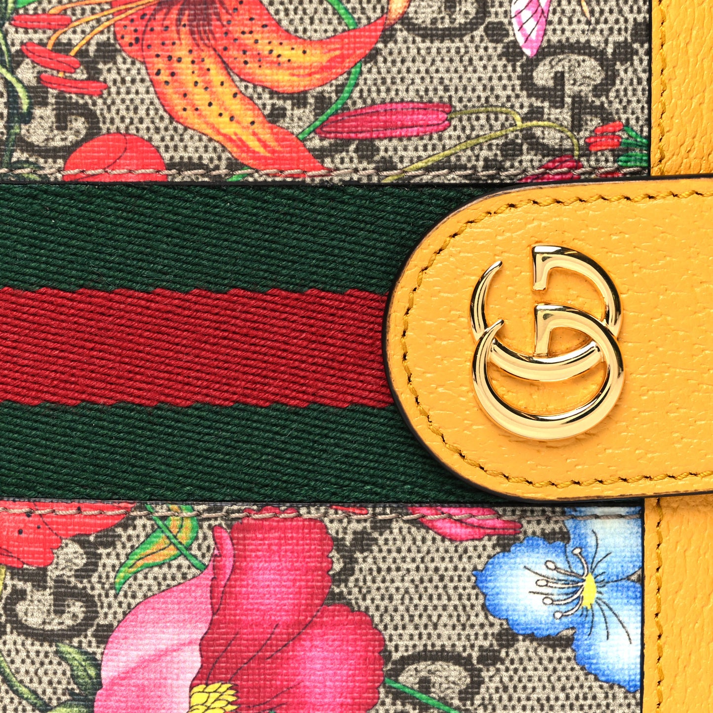GG Supreme Monogram Flora Textured CalfskinWeb Ophidia Passport Case Beige Ebony Multicolor Crop