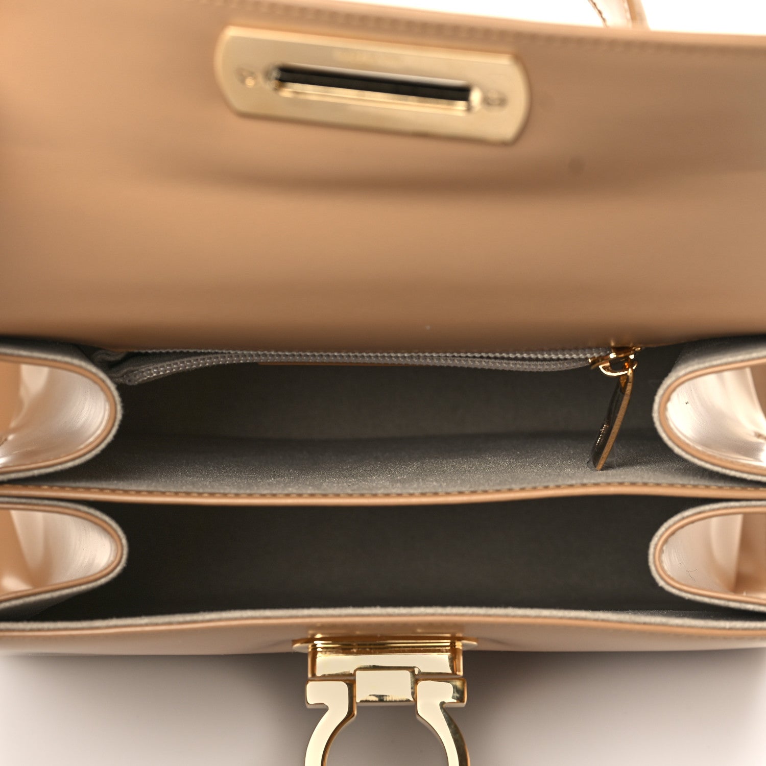 Salvatore Ferragamo Brushed Off Calfskin Iconic Large Top Handle Bag Camel 4 of 5