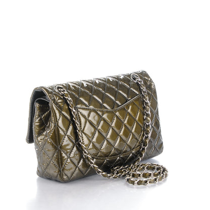 Chanel Patent Quilted Medium Double Flap Dark Green 3 of 9