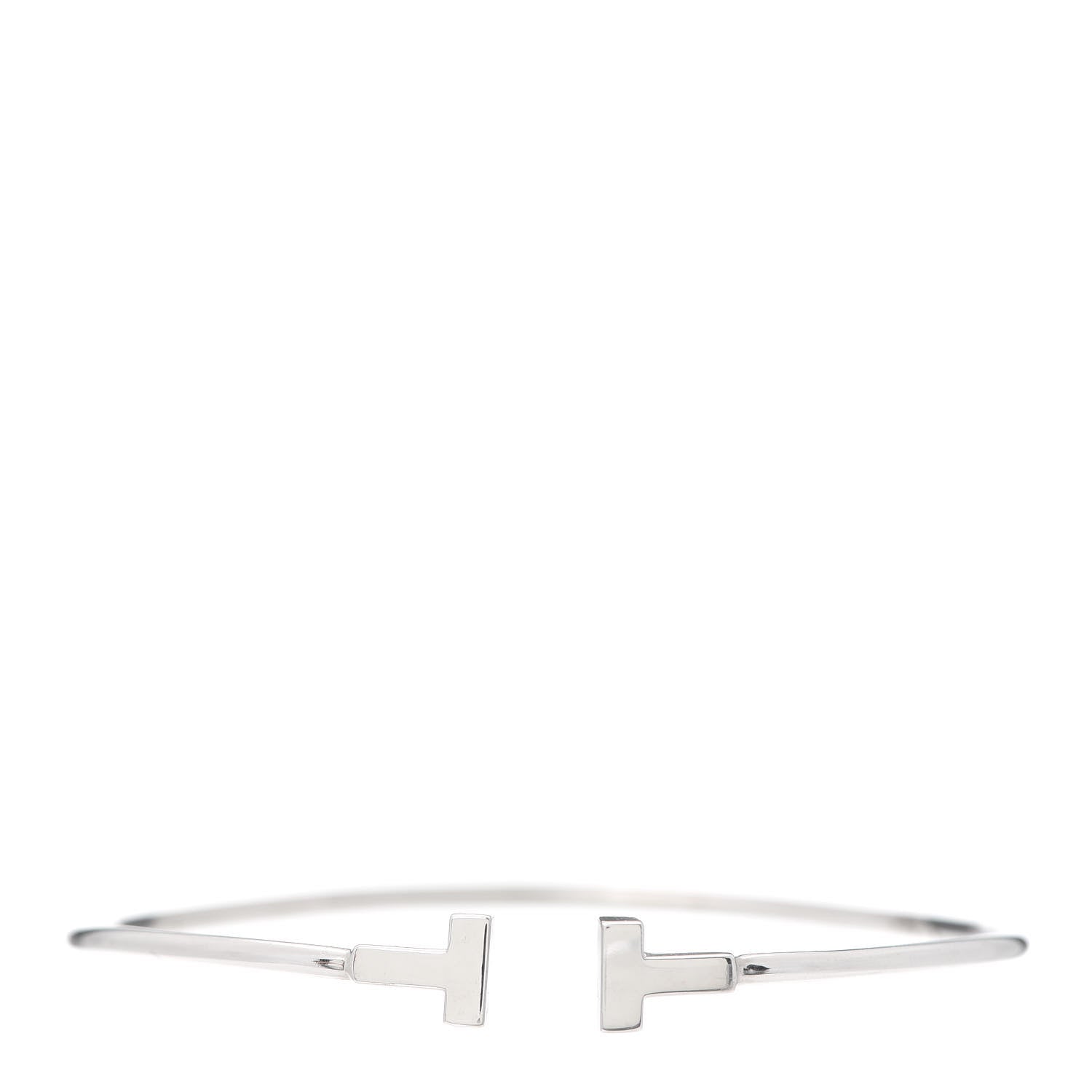 Tiffany 18K White Gold Narrow T Wire Bracelet 1 of 5