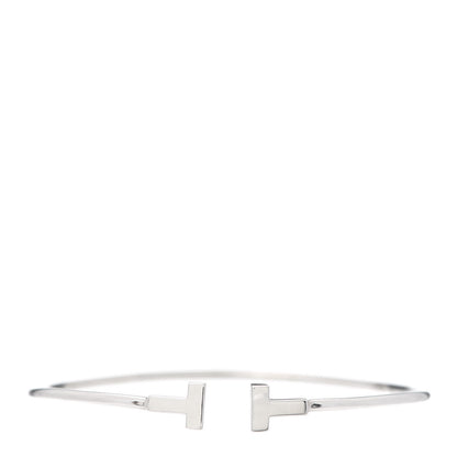 Tiffany 18K White Gold Narrow T Wire Bracelet 1 of 5