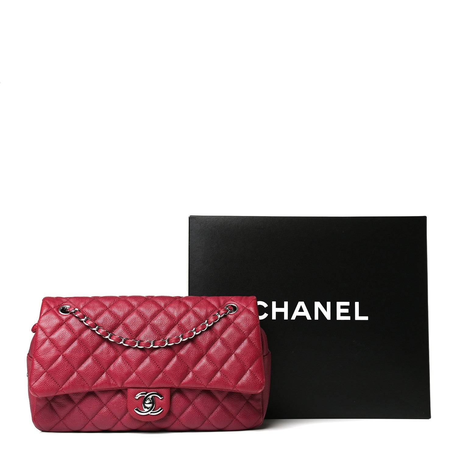 Chanel Caviar Quilted Jumbo Easy Flap Dark Pink 19 of 19