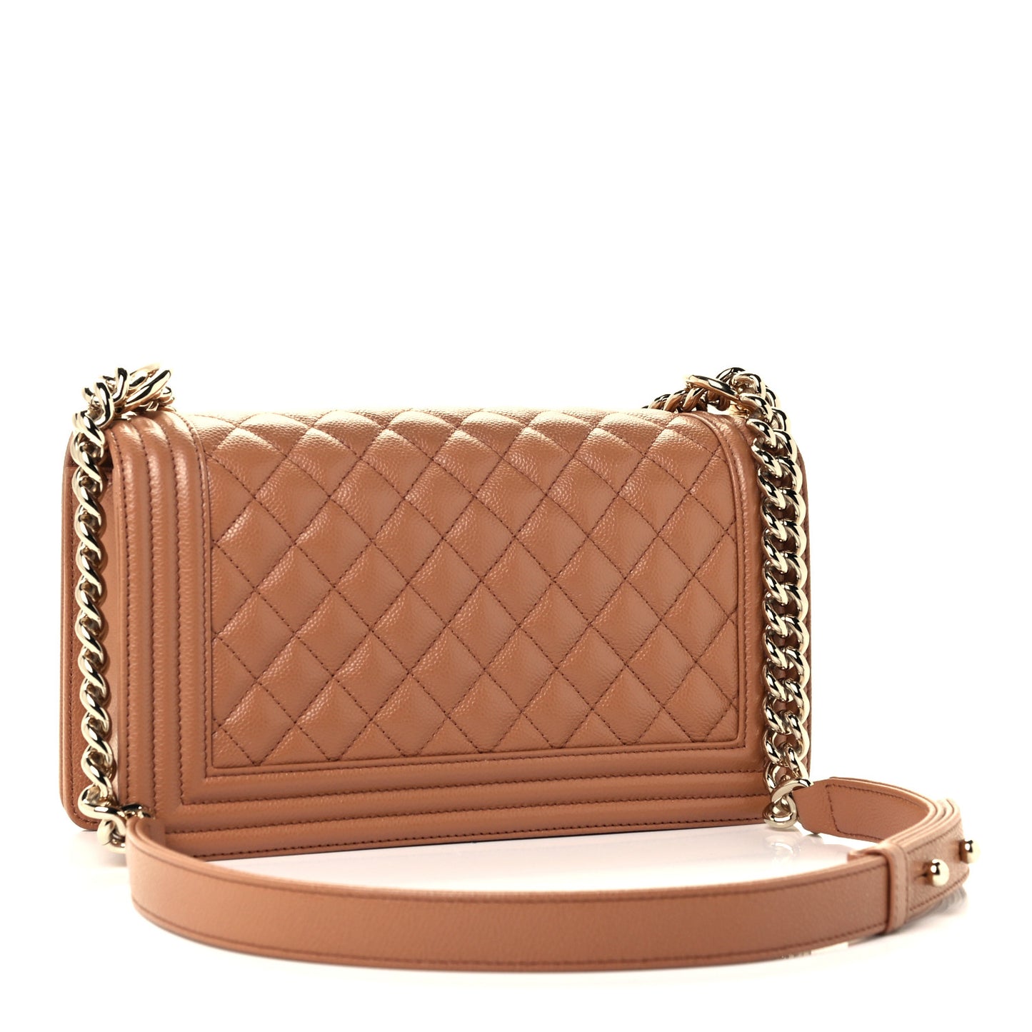 Caviar Quilted Medium Boy Flap Brown