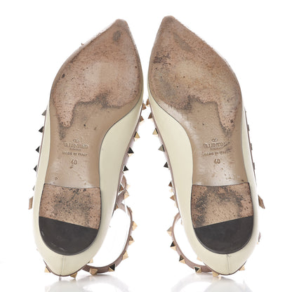 Valentino Garavani Calfskin Rockstud Cage Ballerina Flats 40 Light Ivory Poudre 7 of 16