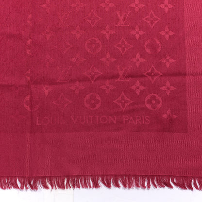 Louis Vuitton Silk Wool Monogram Shawl Wine Red 2 of 3