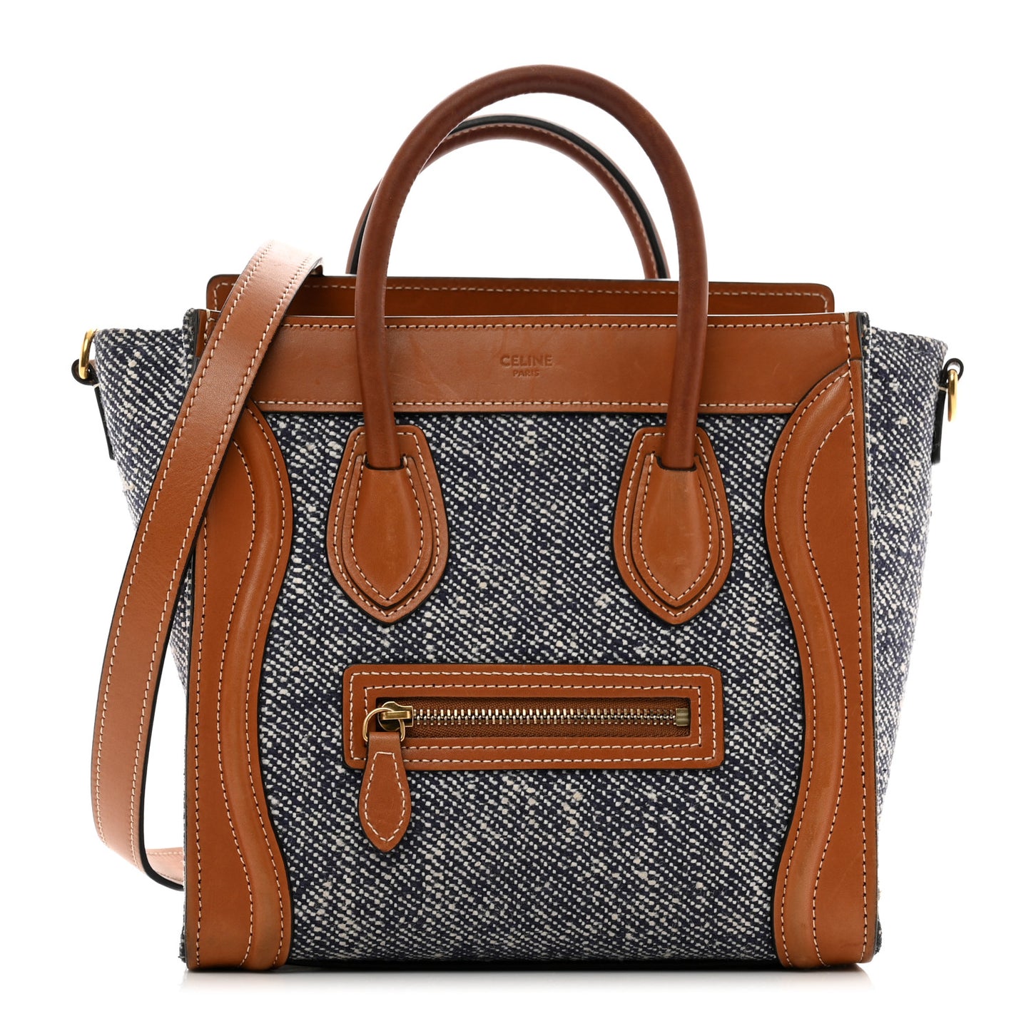 Smooth Calfskin Tweed Nano Luggage Tan