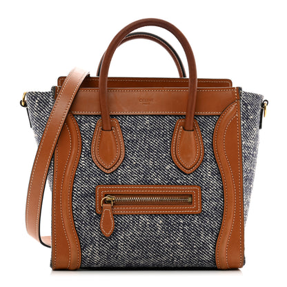 Celine Smooth Calfskin Tweed Nano Luggage Tan 1 of 13