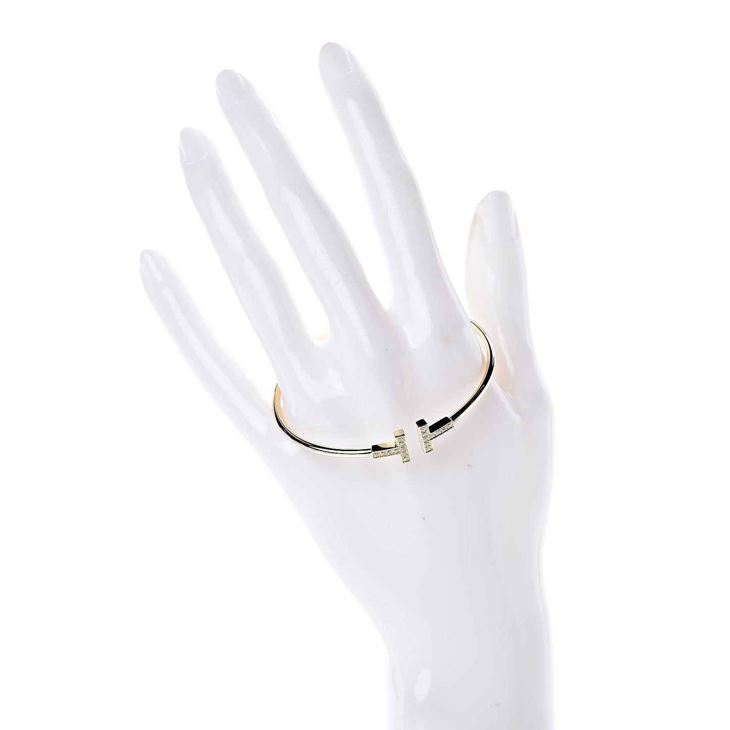 18K Yellow Gold Diamond T Wire Bracelet