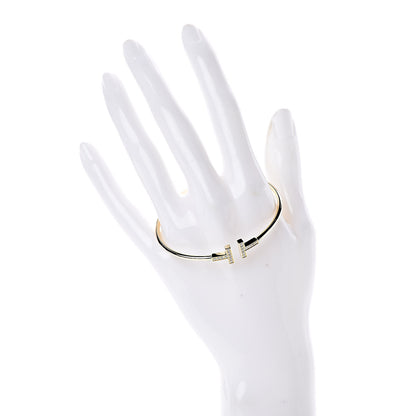 Tiffany 18K Yellow Gold Diamond T Wire Bracelet 2 of 4