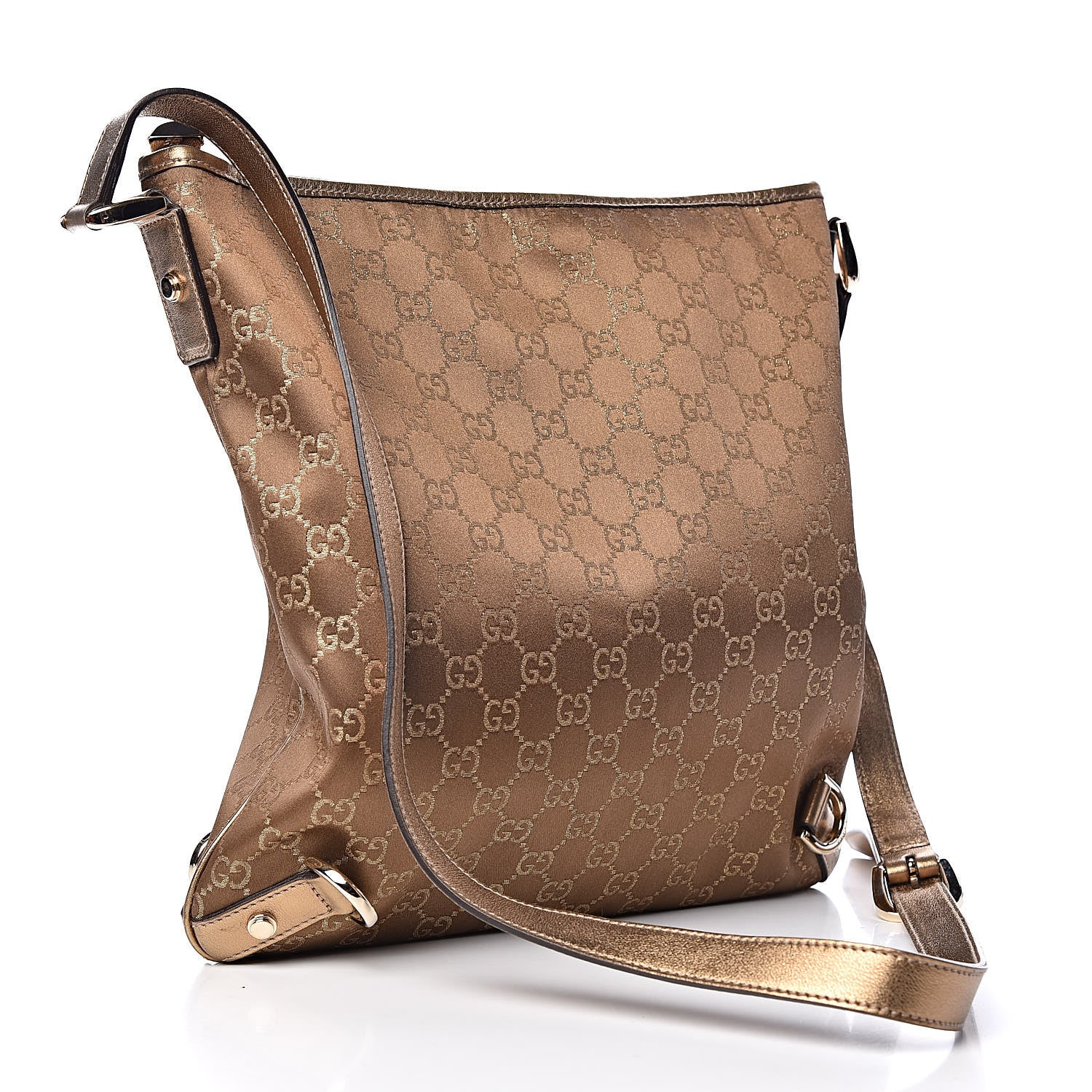 Gucci Satin Monogram Abbey Messenger Bag Metallic Bronze 3 of 10