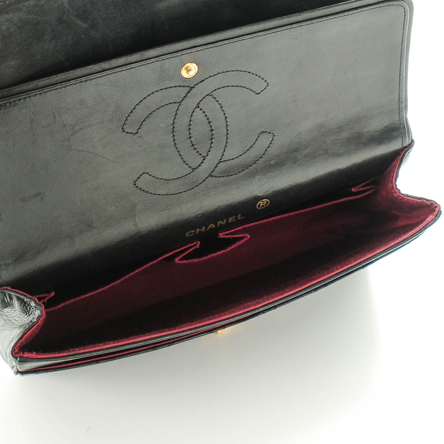 Lambskin Quilted Medium Double Flap Black