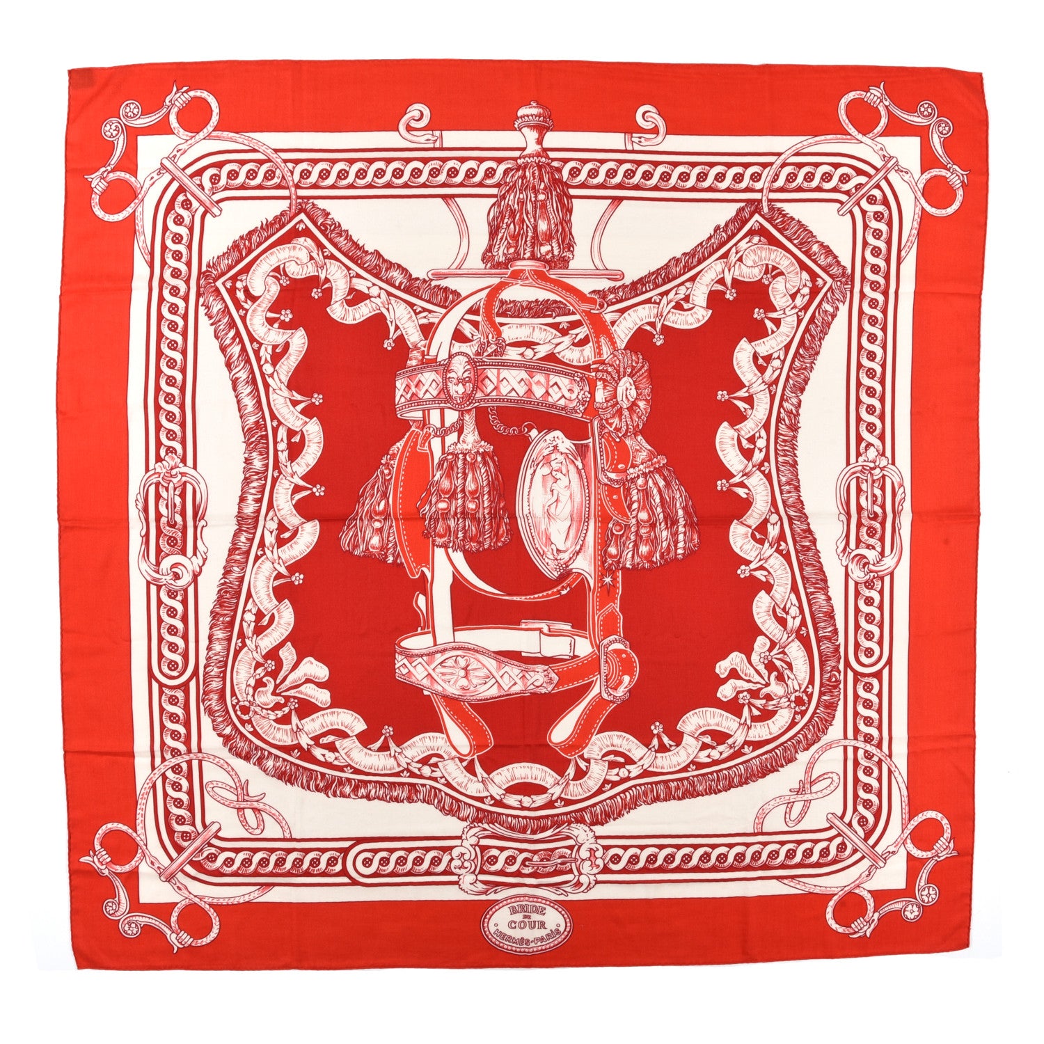 Hermes Cashmere Silk Bride De Cour Remix Scarf 140 1 of 4