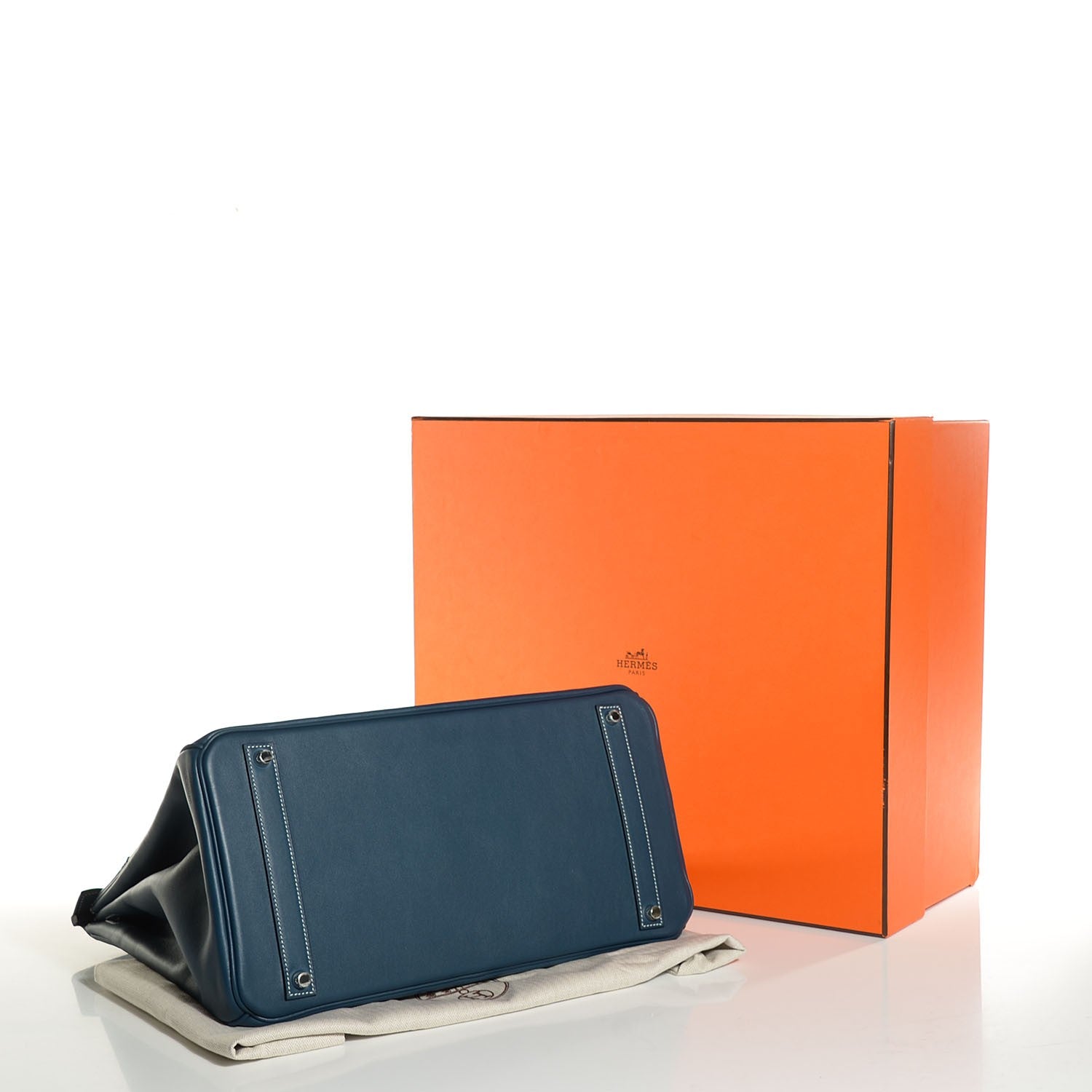 Hermes Swift Toile Ghillies Birkin 40 Bleu De Prusse 6 of 28