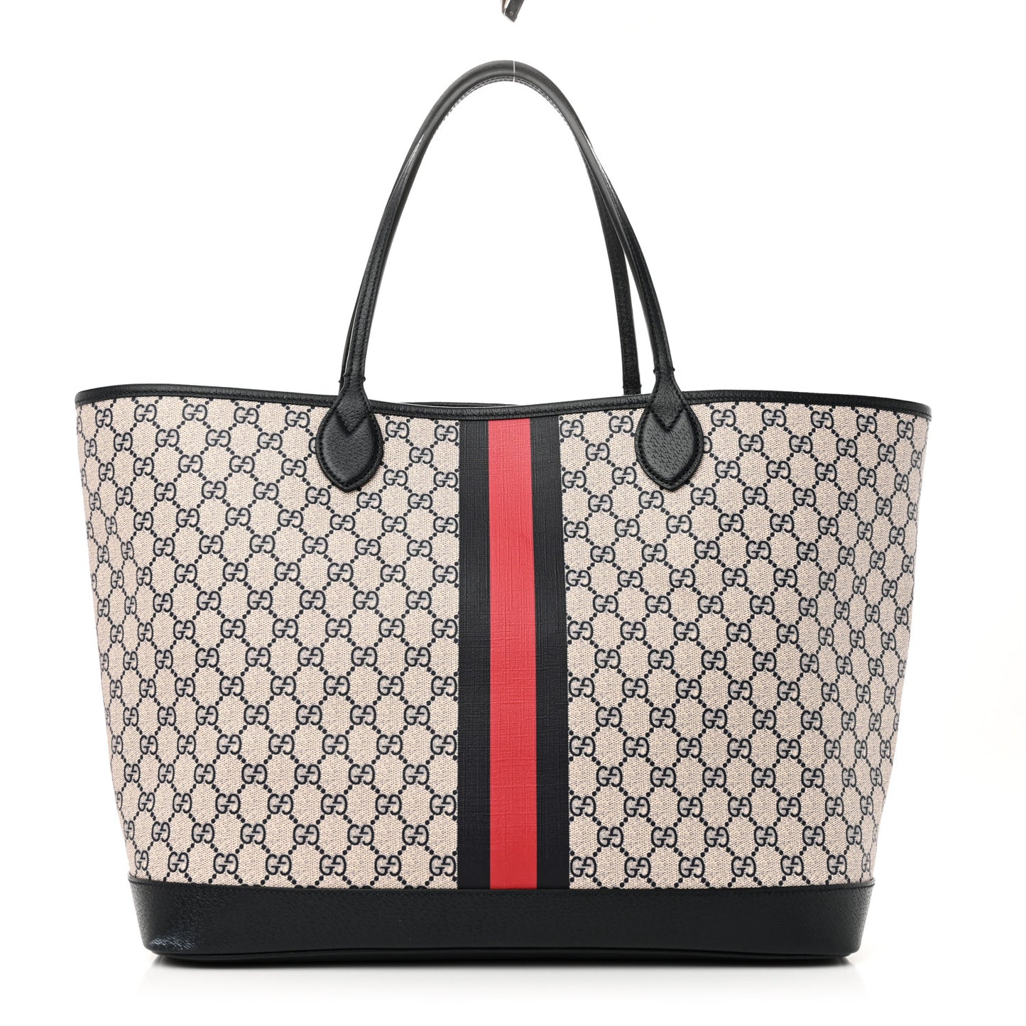 GG Supreme Monogram Textured Dollar Calfskin Web Large Ophidia Tote Beige Blue