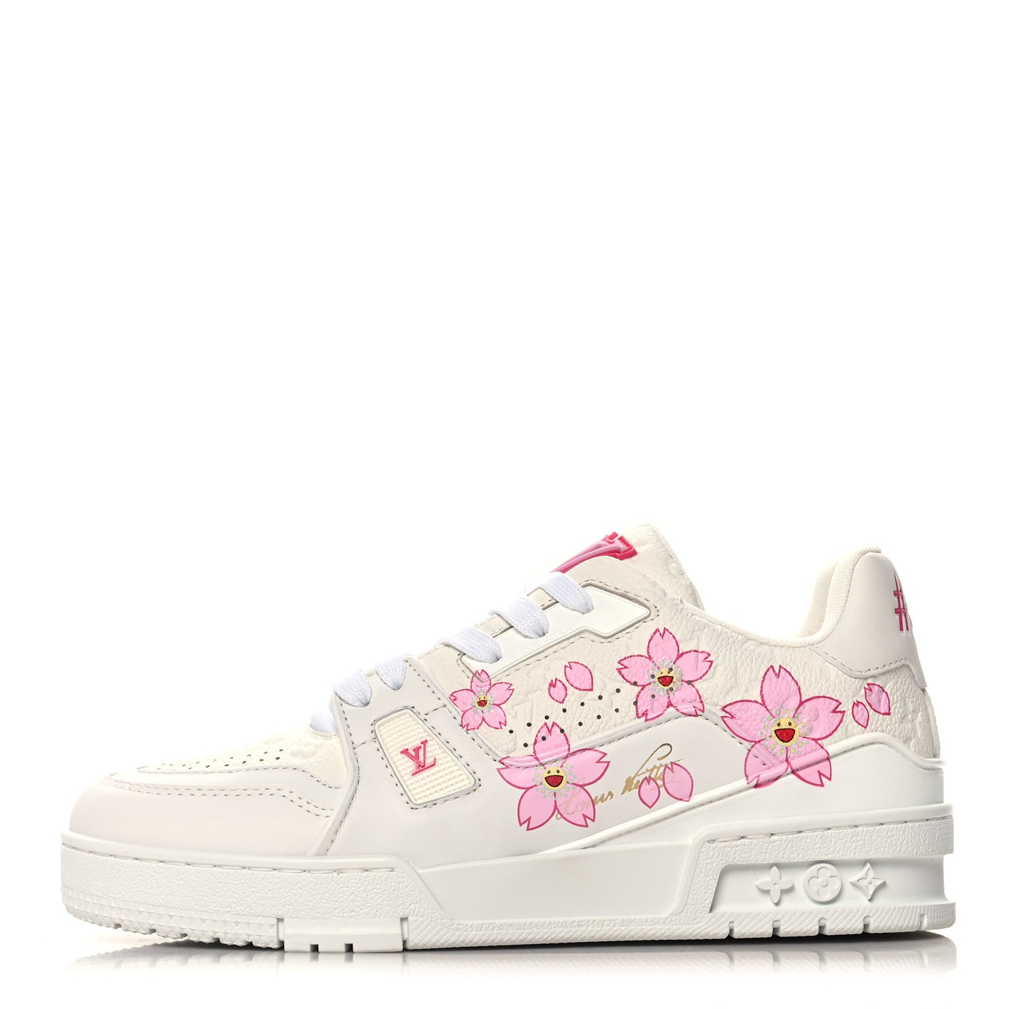LV X TM Embossed Monogram Cherry Blossom LV Trainer Sneakers 37 White