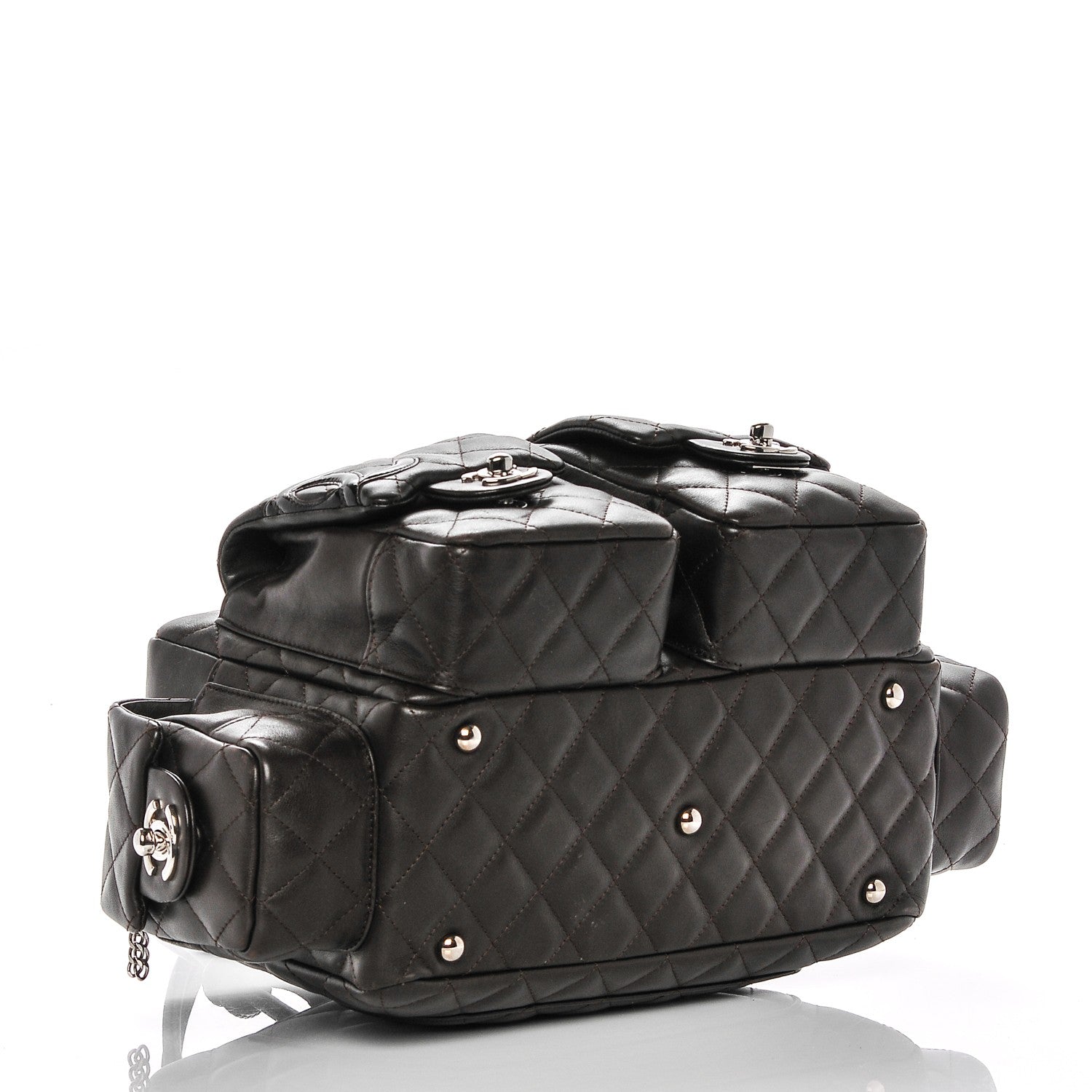Chanel Calfskin Quilted Small Cambon Multipocket Reporter Dark Brown 4 of 8