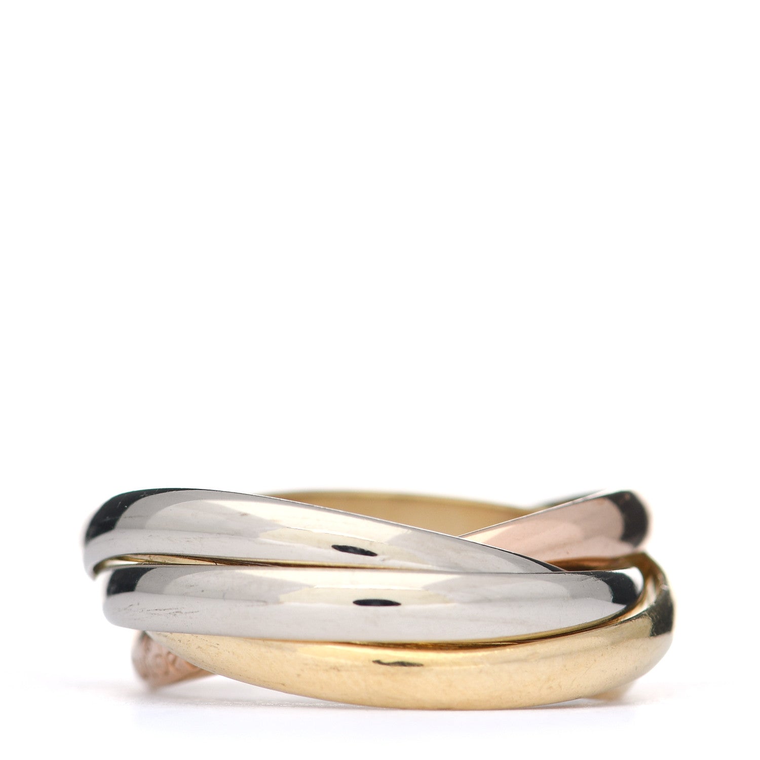 Cartier 18K Pink Yellow White Gold Five Band Les Must De Cartier Trinity Ring 52 6 3 of 5
