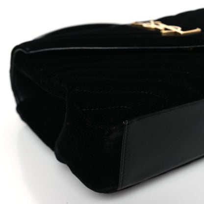 Saint Laurent Velvet Matelasse Chevron Medium College Monogram Bag Black 7 of 9