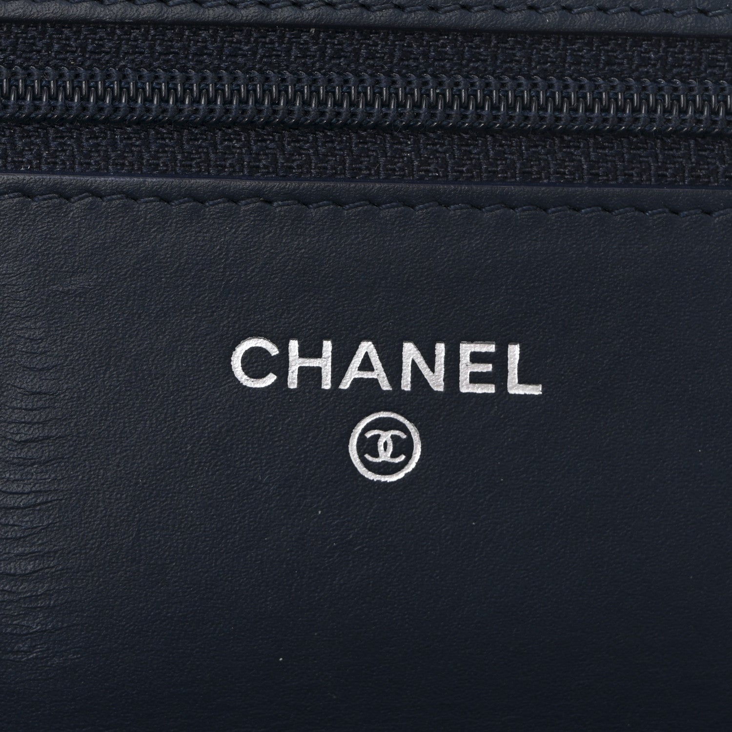 Chanel Patent Quilted Wallet On Chain WOC Navy Blue 11 of 21