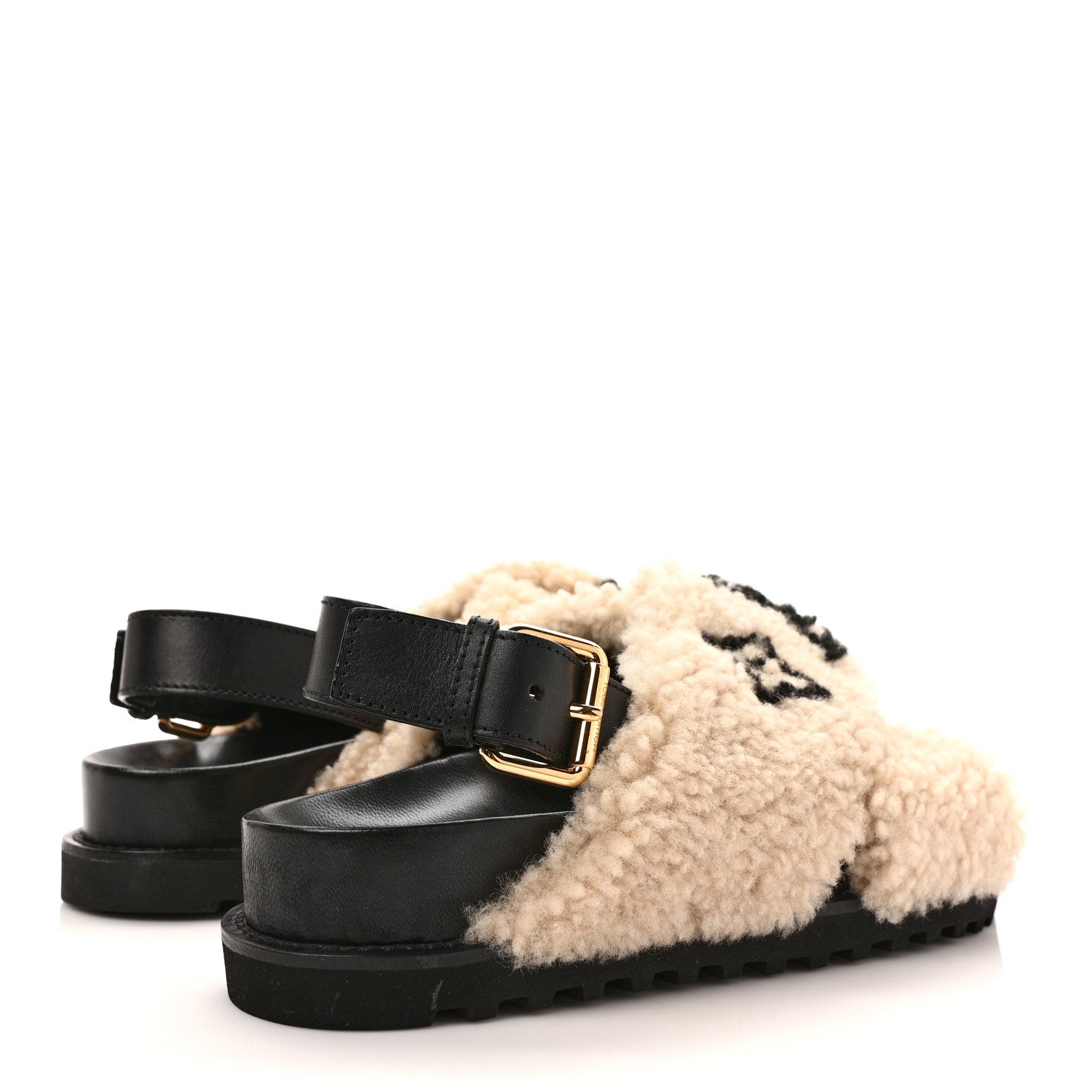 Louis Vuitton Shearling Calfskin Paseo Flat Comfort Sandal 39 Beige 4 of 7