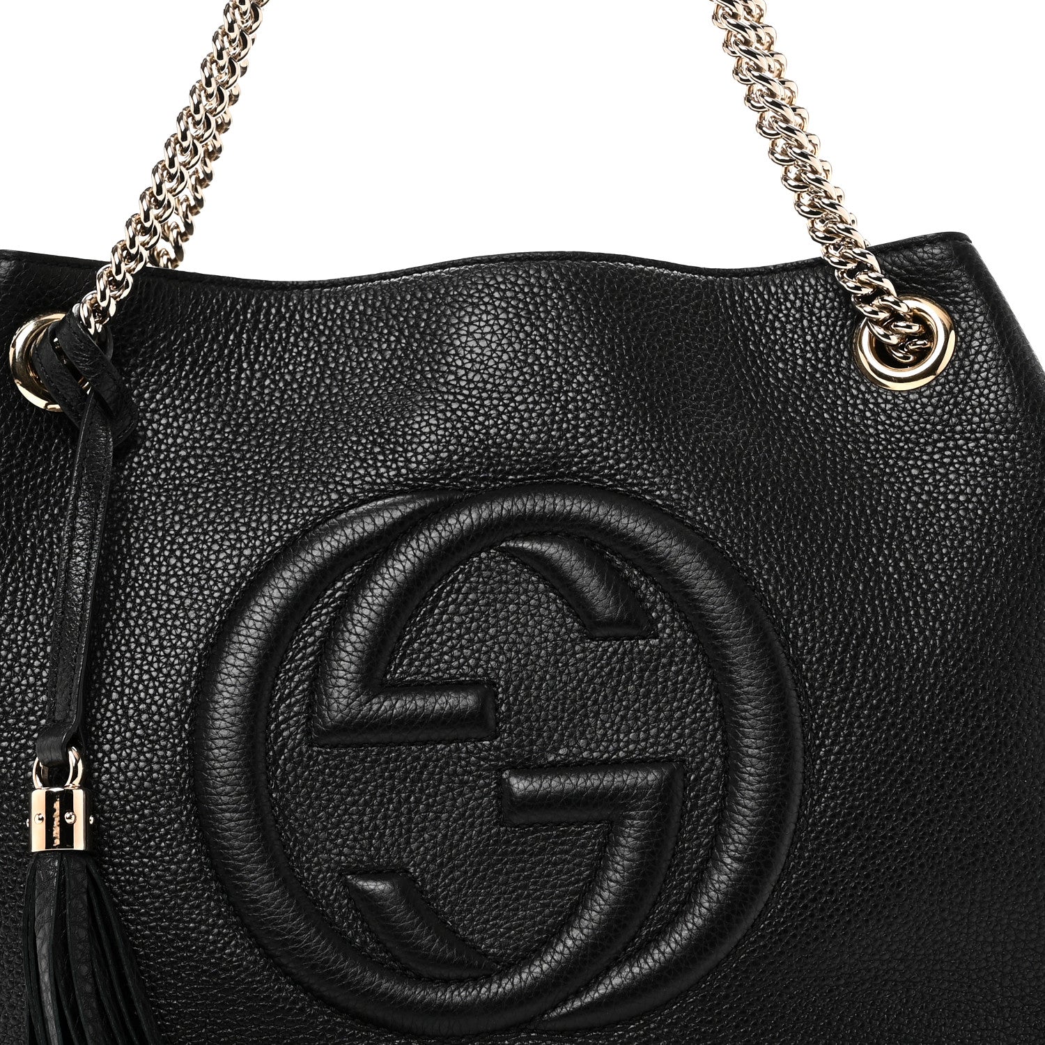Gucci Pebbled Calfskin Medium Soho Chain Shoulder Bag Black 8 of 10