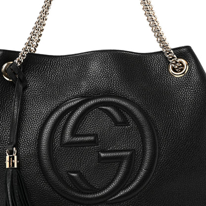 Gucci Pebbled Calfskin Medium Soho Chain Shoulder Bag Black 8 of 10