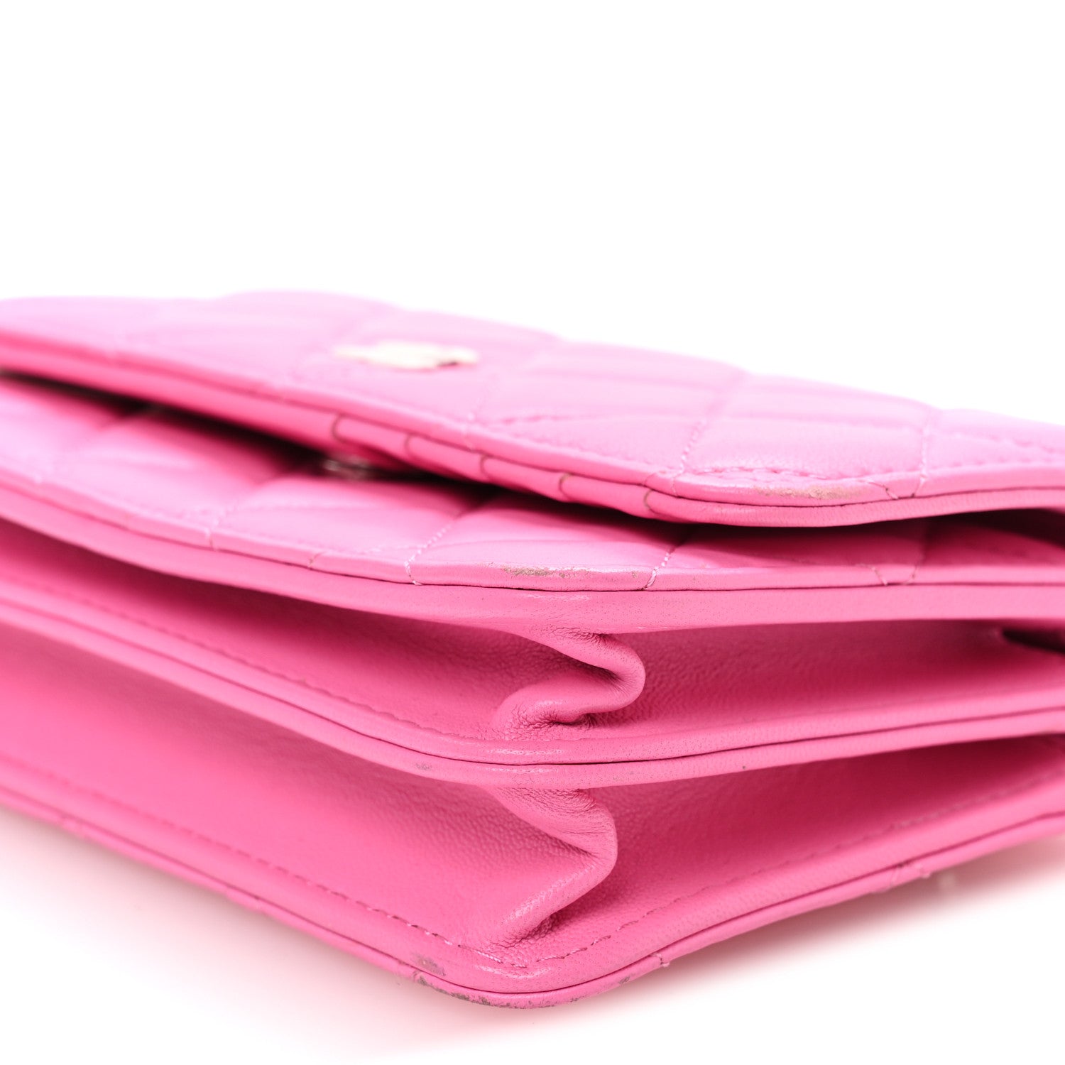 Chanel Lambskin Quilted Mini Wallet On Chain WOC Pink 18 of 21