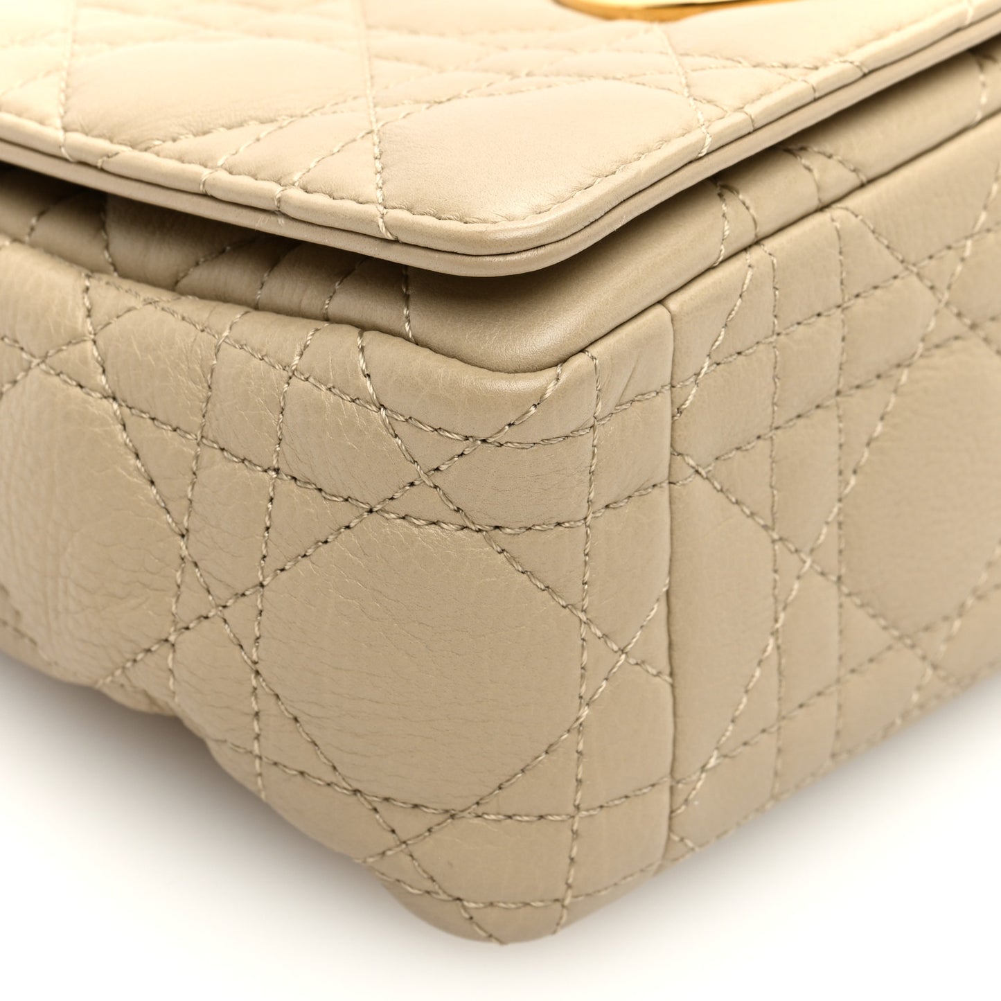 Calfskin Cannage Small Caro Bag Beige