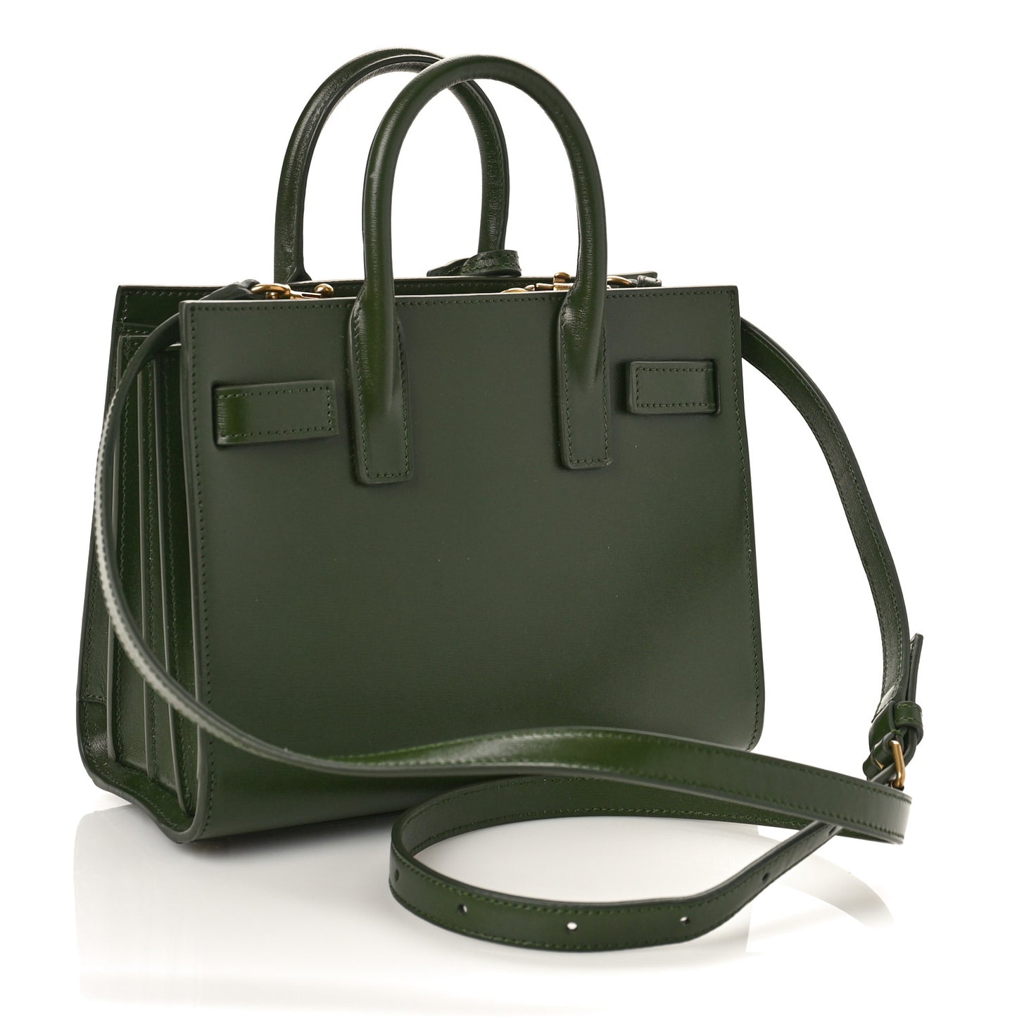 Calfskin Nano Sac Leather Satchel Dark Pine