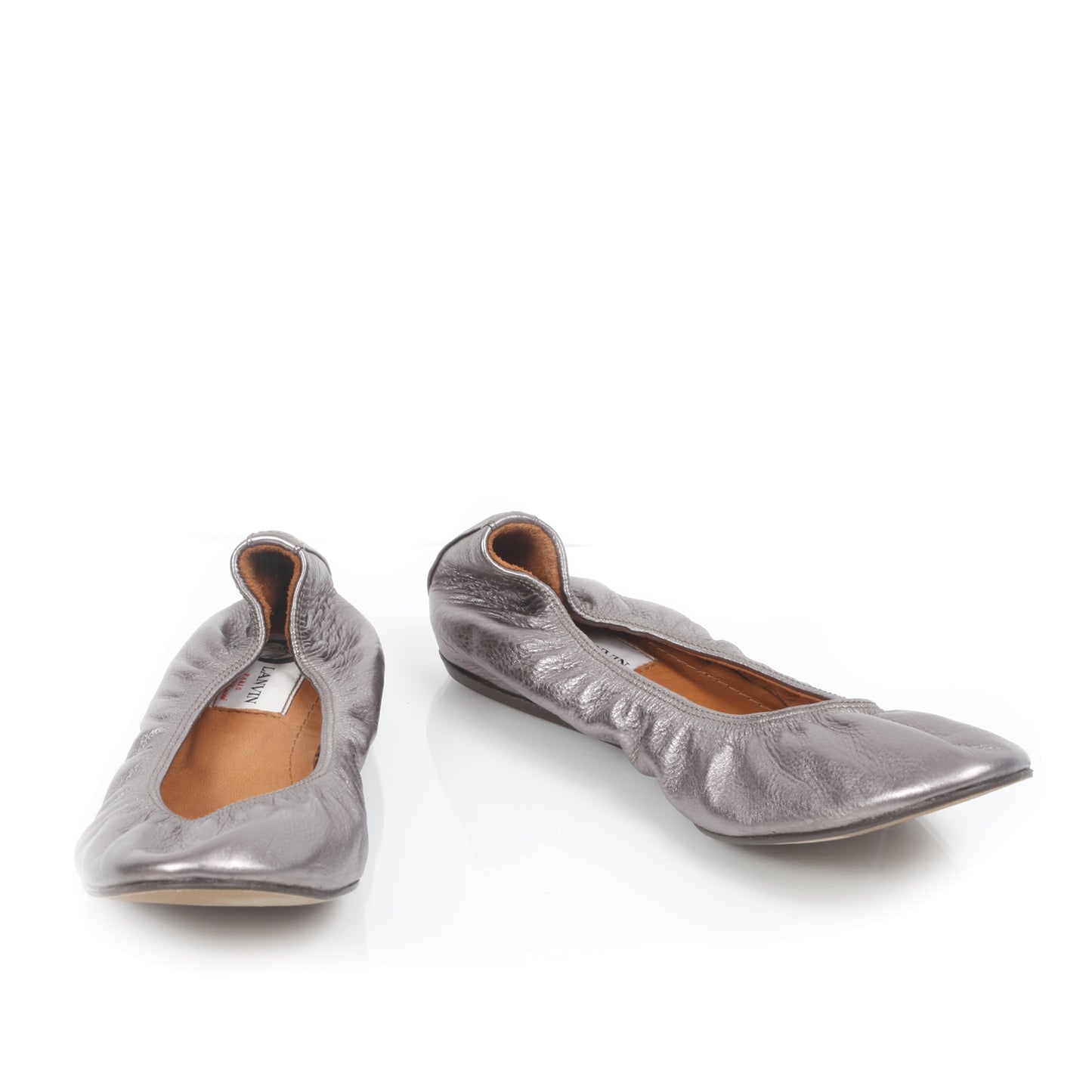 Leather Elastic Ballet Flats 39.5 Anthracite