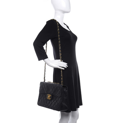 Chanel Lambskin Quilted XL Jumbo Single Flap Black 2 of 11