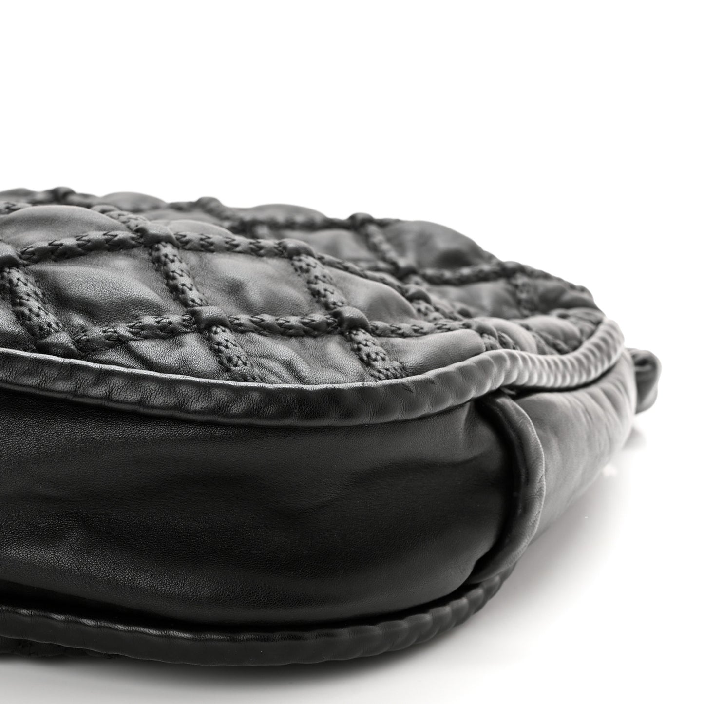 Quilted Lambskin Hidden Chain Hobo Black