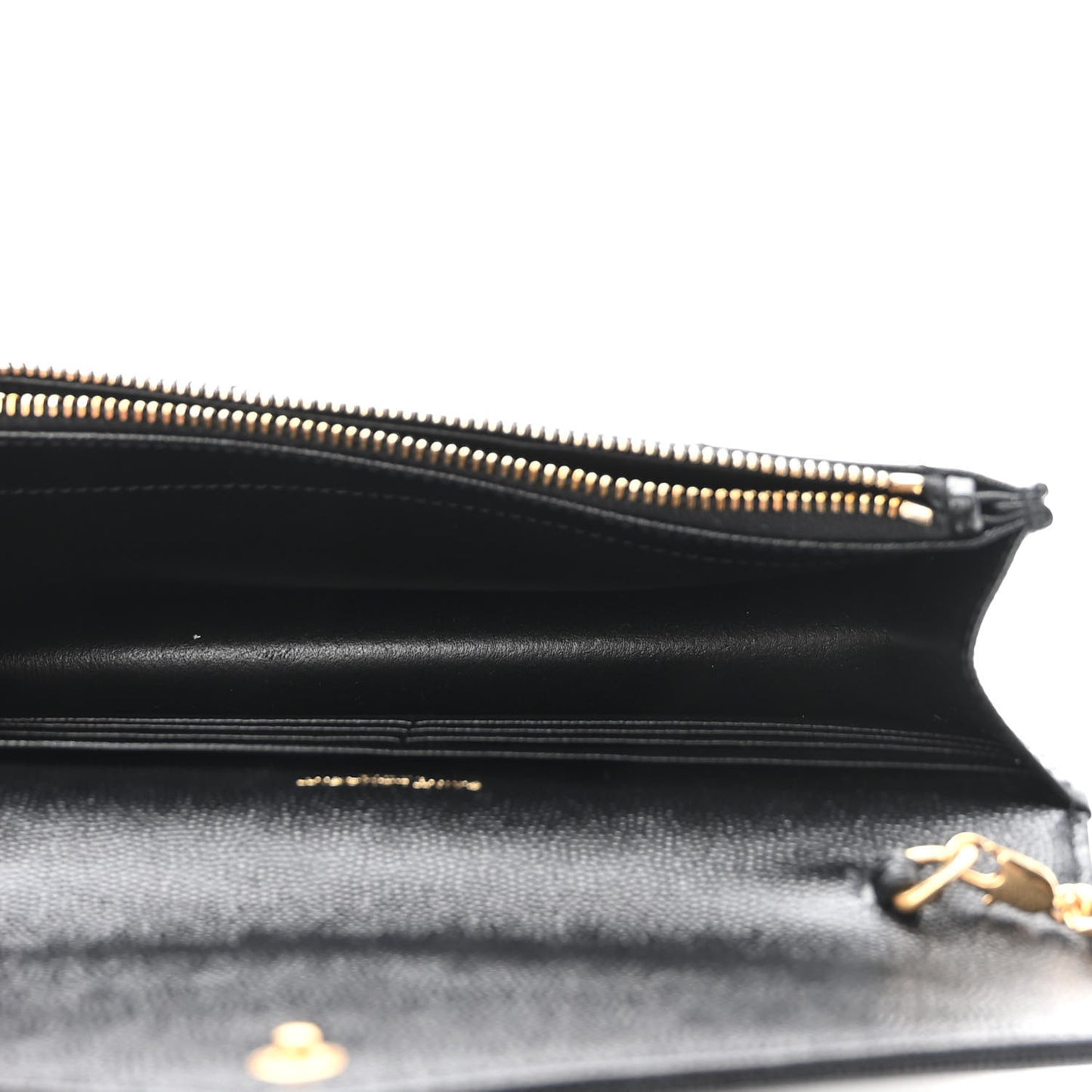 Grain De Poudre Matelasse Chevron Monogram Envelope Chain Wallet Black