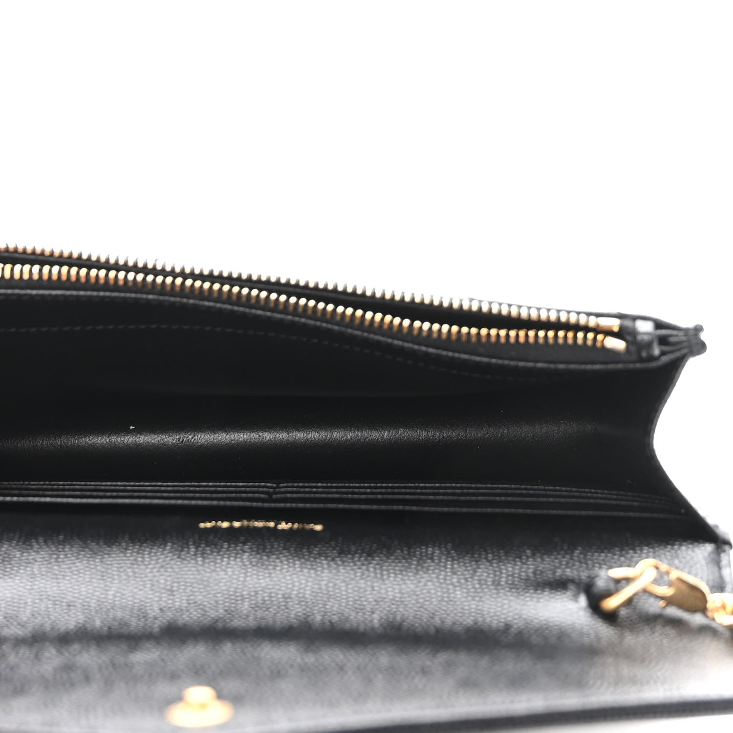 Saint Laurent Grain De Poudre Matelasse Chevron Monogram Envelope Chain Wallet Black 5 of 10