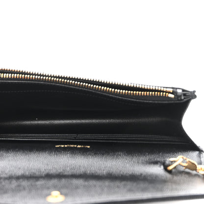 Saint Laurent Grain De Poudre Matelasse Chevron Monogram Envelope Chain Wallet Black 5 of 10