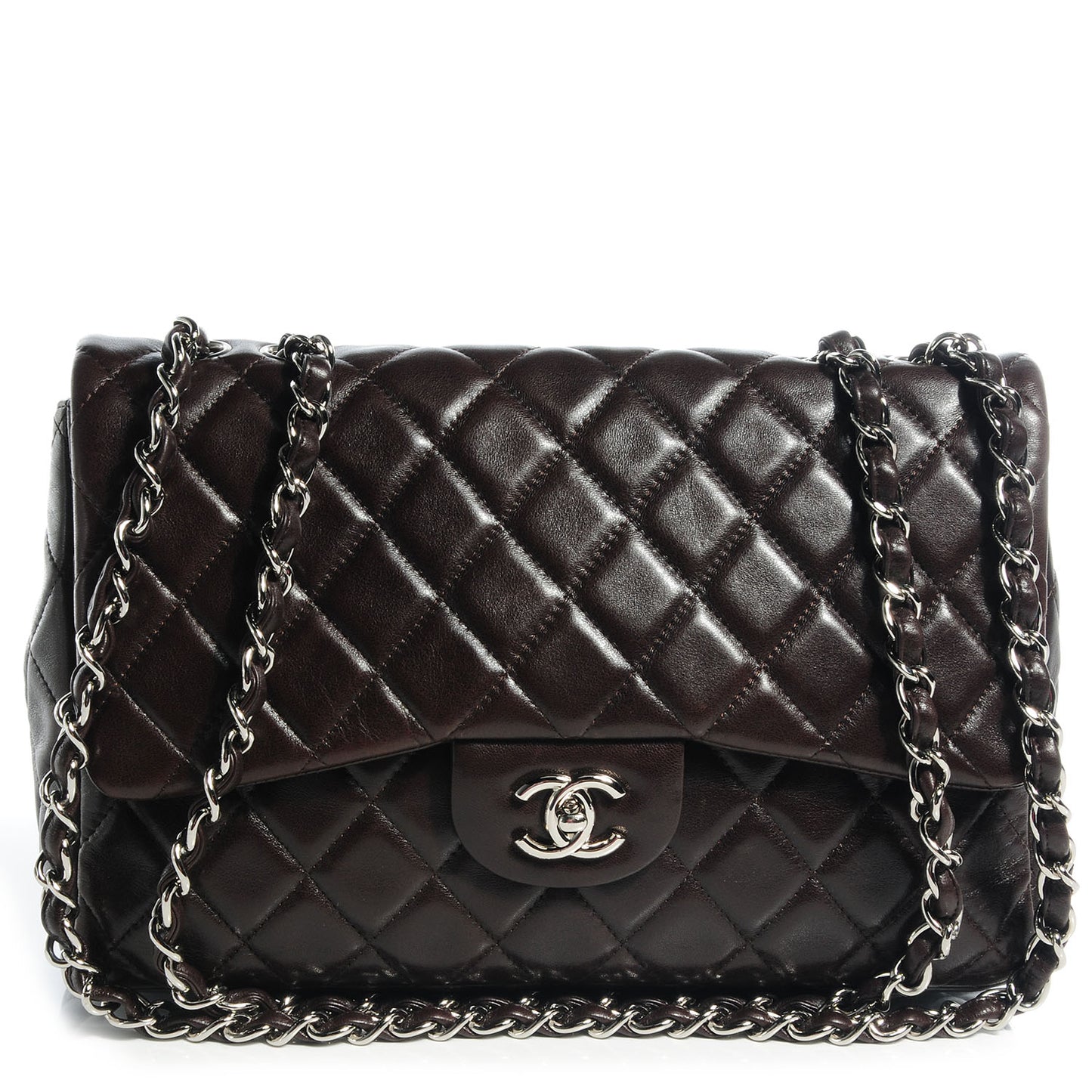 Lambskin Jumbo Single Flap Brown