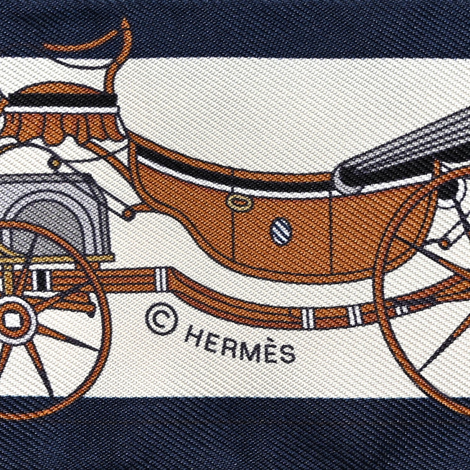 Hermes Silk Les Voitures Nouvelle Twilly Marine Caramel Black 4 of 4