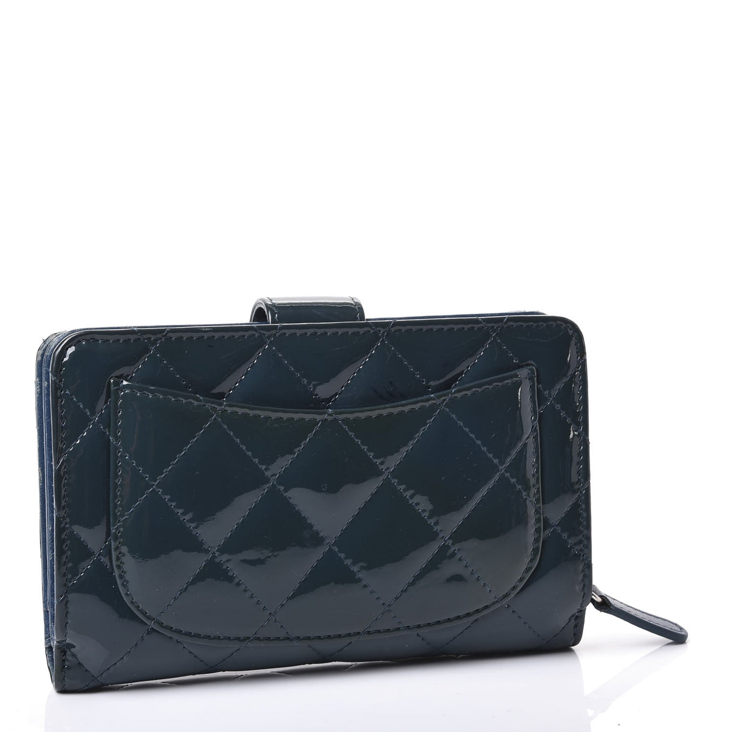 Patent Quilted Zip Pocket Wallet Blue
