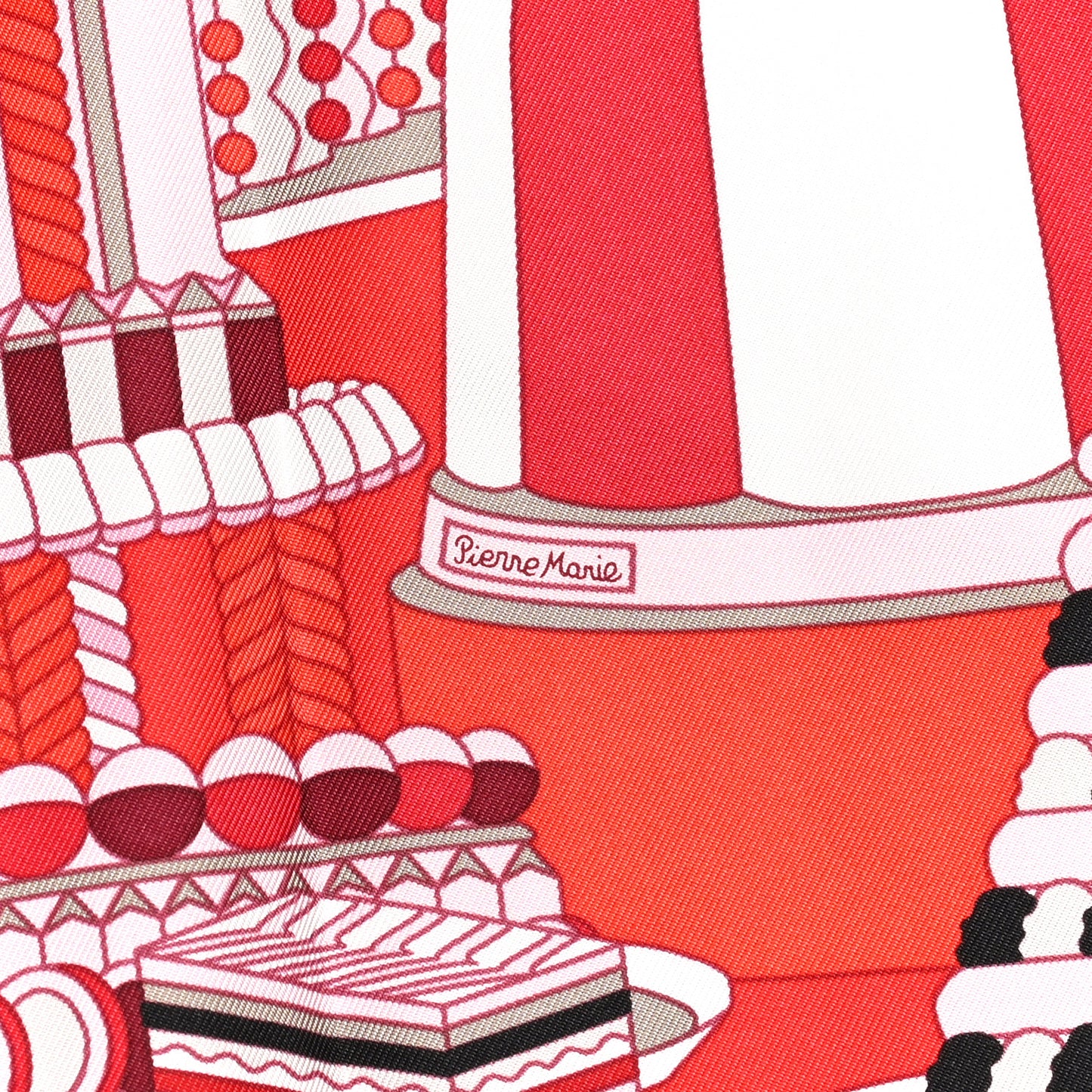 Silk La Patisserie Francaise Scarf 90 Rouge Rose White