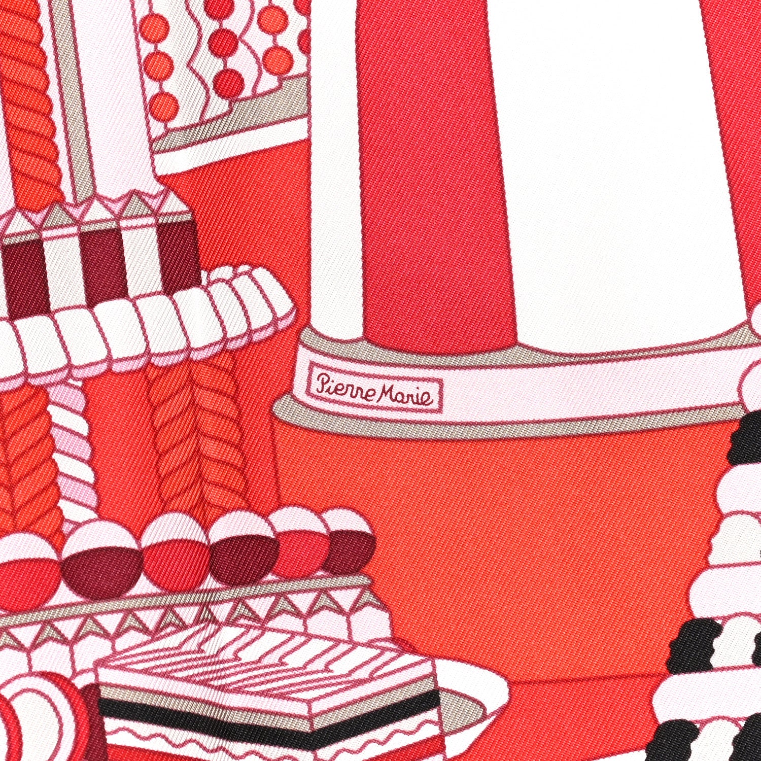 Hermes Silk La Patisserie Francaise Scarf 90 Rouge Rose White 5 of 6