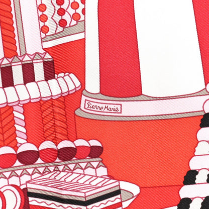 Hermes Silk La Patisserie Francaise Scarf 90 Rouge Rose White 5 of 6