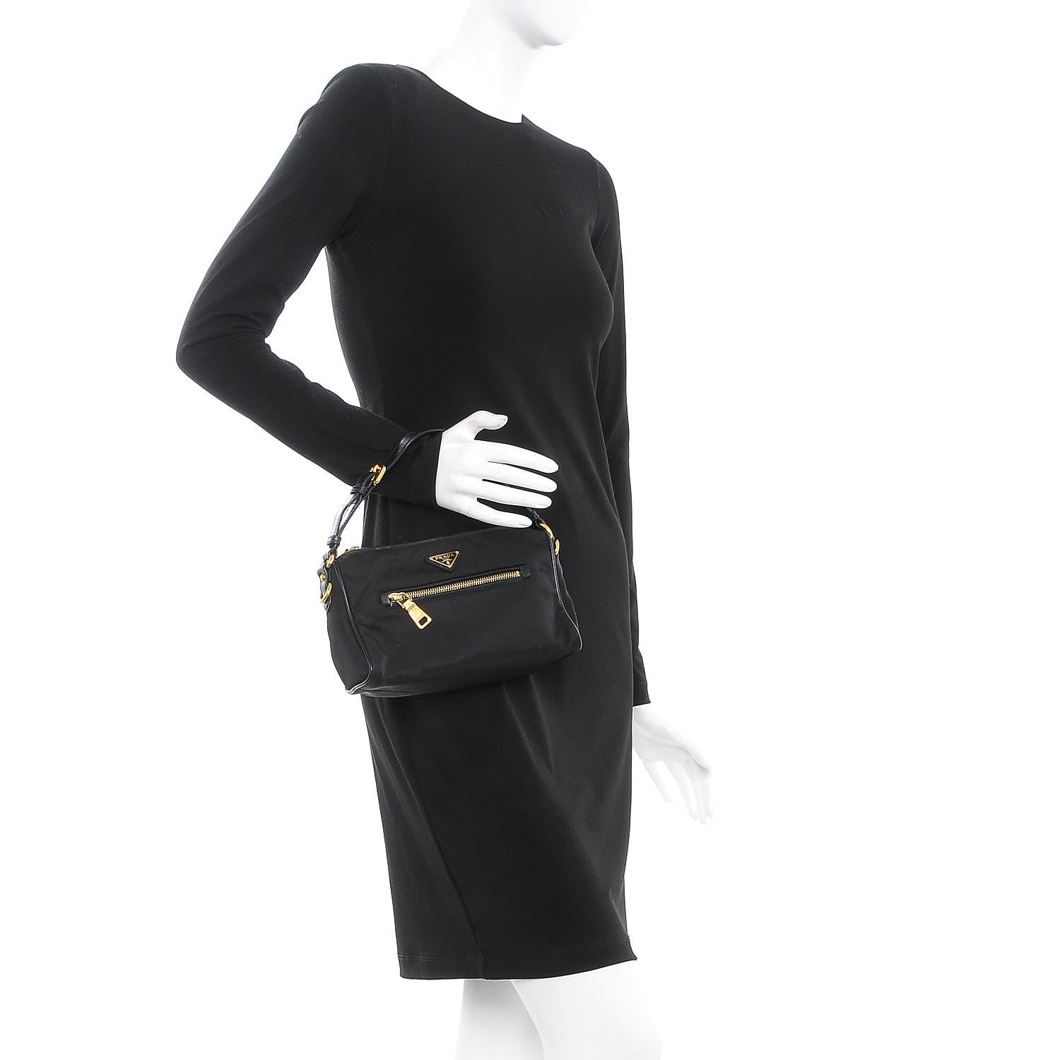 Prada Nylon Tessuto Nylon Small Pochette Bag Black 2 of 6