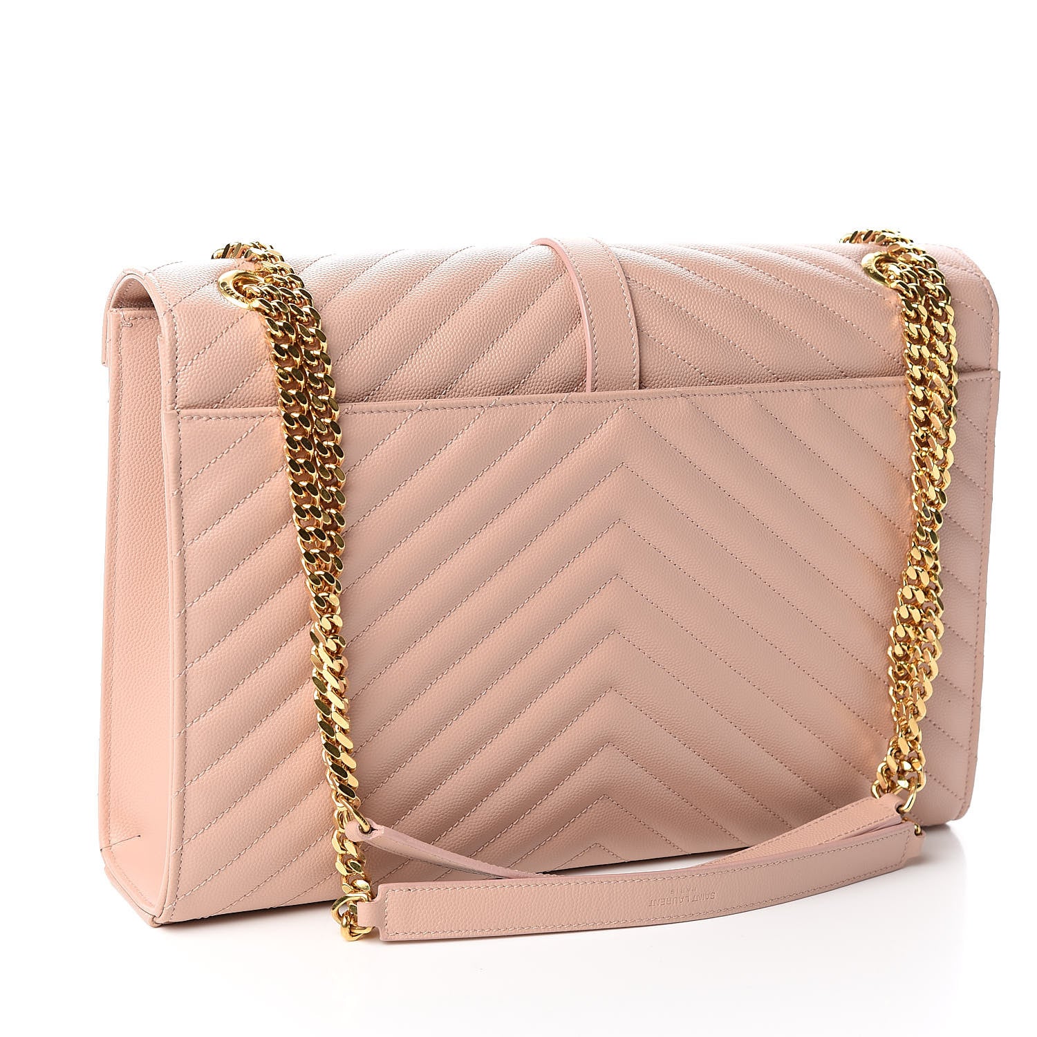 Saint Laurent Grain De Poudre Matelasse Chevron Large Monogram Satchel Pale Pink 3 of 11