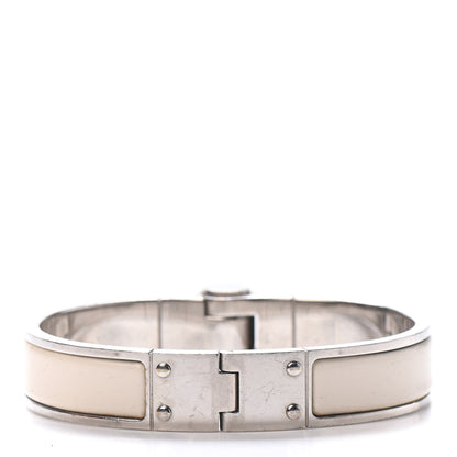 Hermes Enamel Charniere Uni Narrow Hinged Bracelet S White 2 of 3